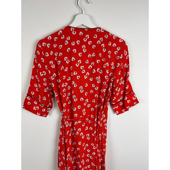 Ganni Silvery Crepe Floral Wrap Dress Size 38 - Picture 7 of 9